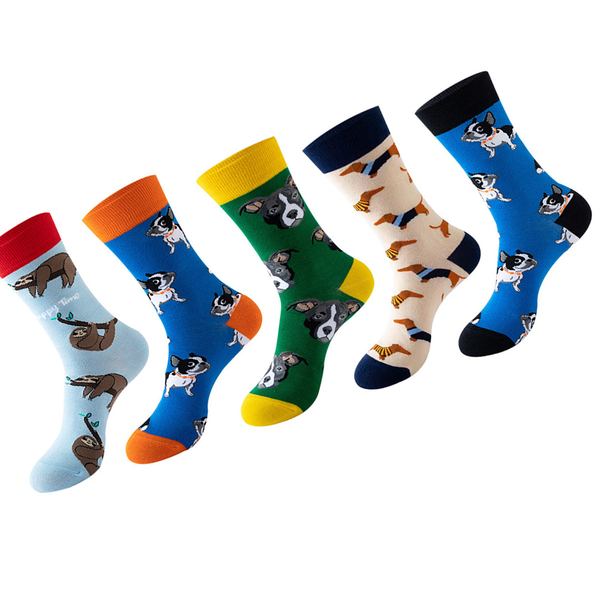 Women Pack Of 5 Patterned Cotton Calf Length Socks