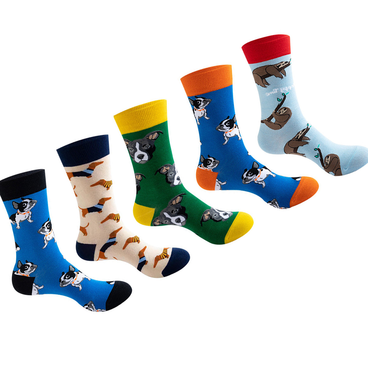 Women Pack Of 5 Patterned Cotton Calf Length Socks