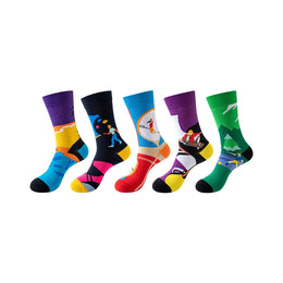 Women Pack Of 5 Patterned Cotton Calf Length Socks