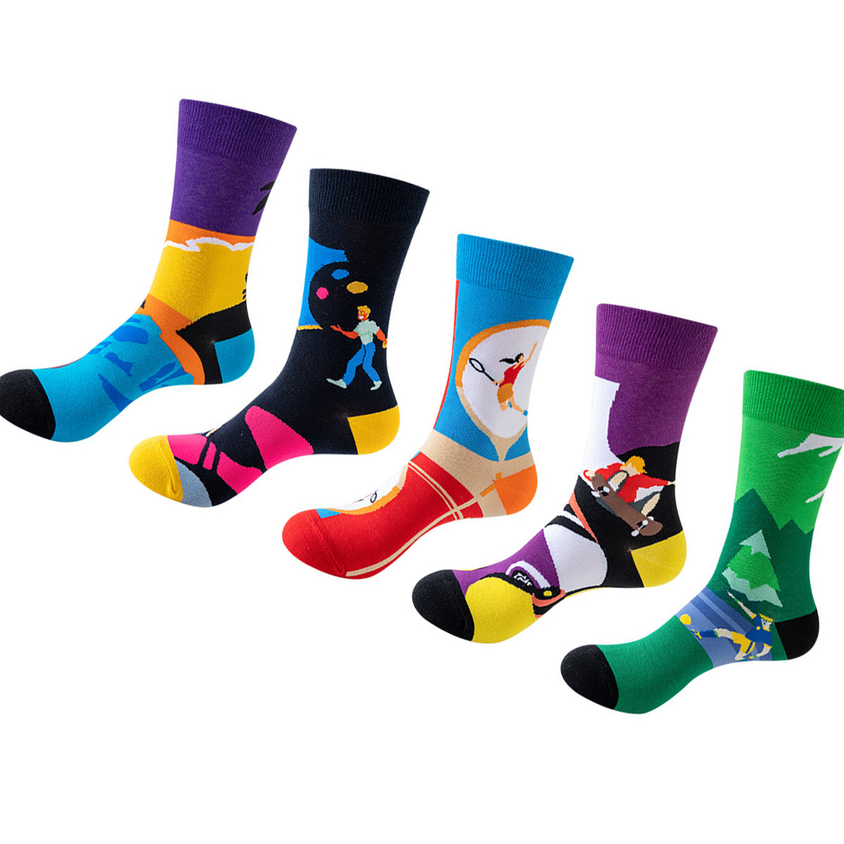 Women Pack Of 5 Patterned Cotton Calf Length Socks