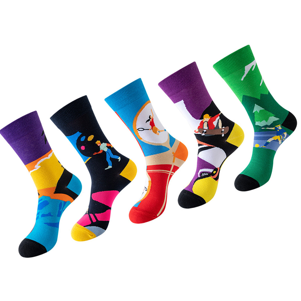Women Pack Of 5 Patterned Cotton Calf Length Socks