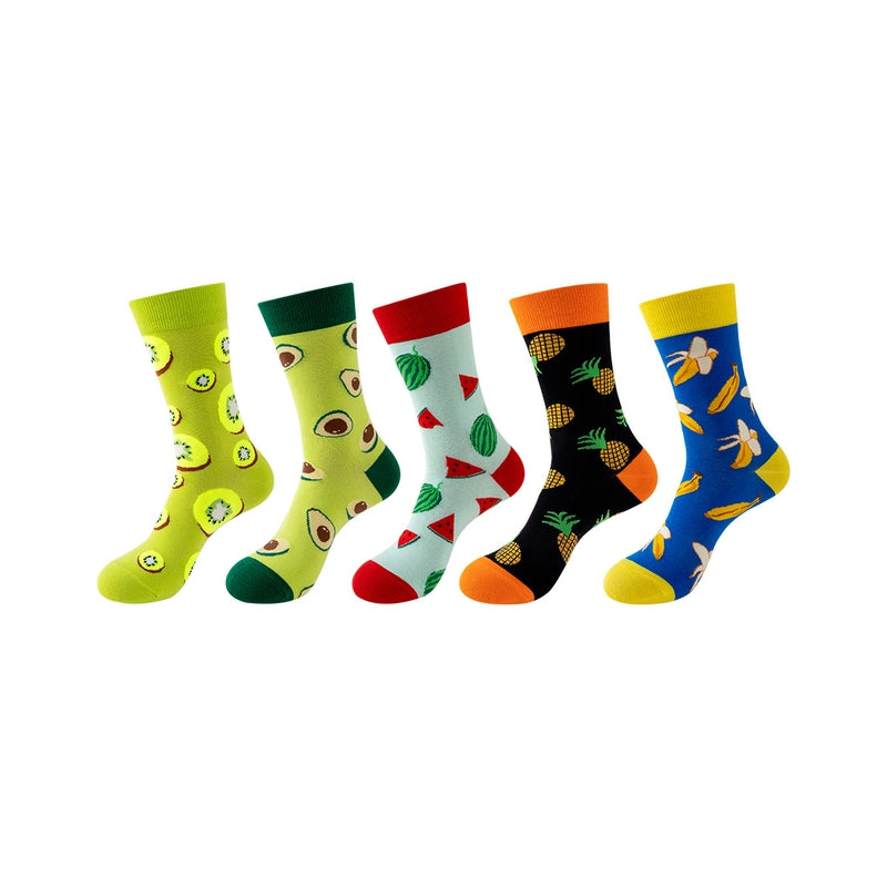 Women Pack Of 5 Patterned Cotton Calf Length Socks