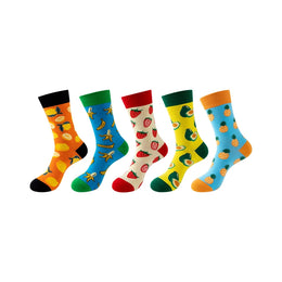 Women Pack Of 5 Patterned Cotton Calf Length Socks