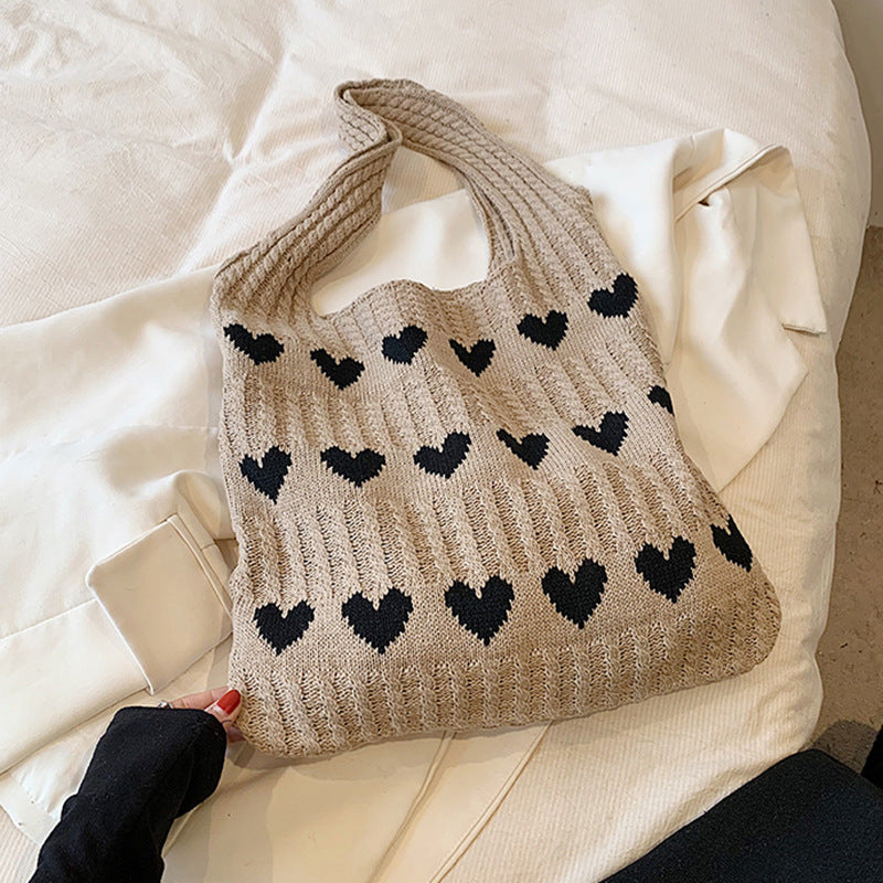 Khaki Printed Two Handles Sling Bag