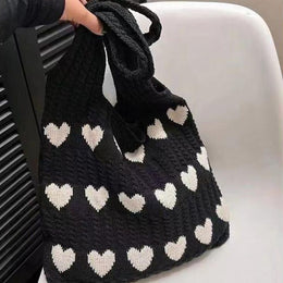 Black Printed Two Handles Sling Bag