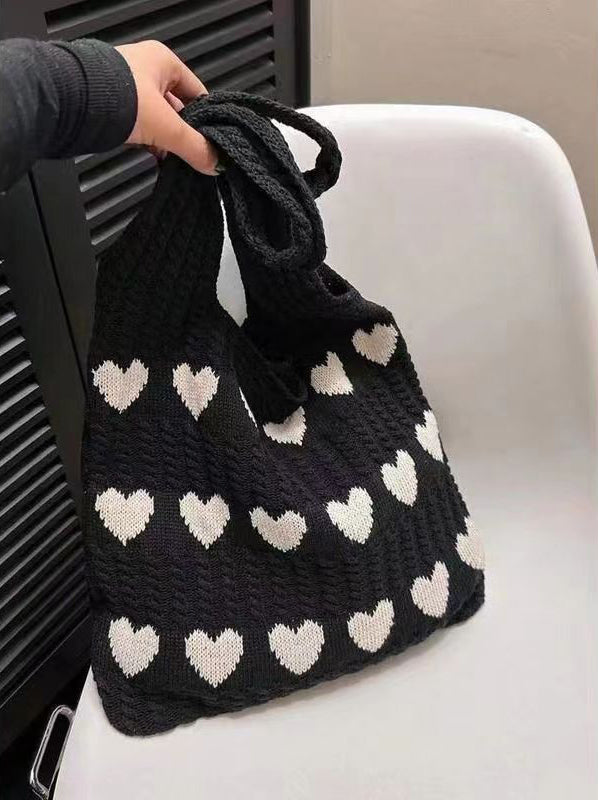 Black Printed Two Handles Sling Bag