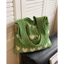 Green Printed Two Handles Sling Bag
