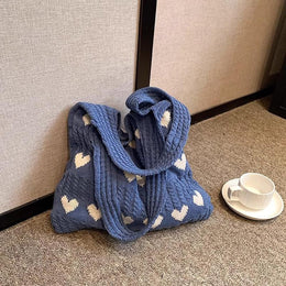 Blue Printed Two Handles Sling Bag