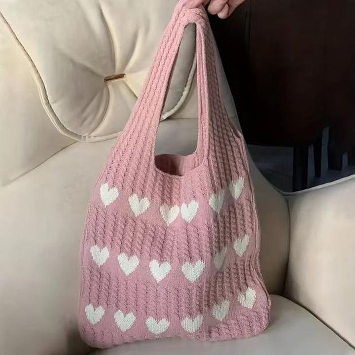 Pink Printed Two Handles Sling Bag