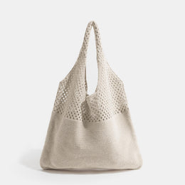 Beige Solid Two Handles Shoulder Bag