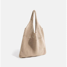 Khaki Solid Two Handles Shoulder Bag