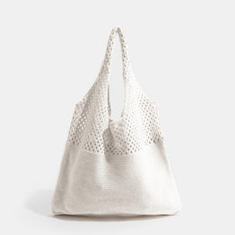 White Solid Two Handles Shoulder Bag