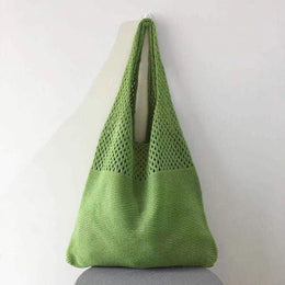 Green Solid Two Handles Shoulder Bag