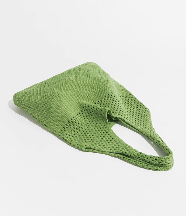 Green Solid Two Handles Shoulder Bag