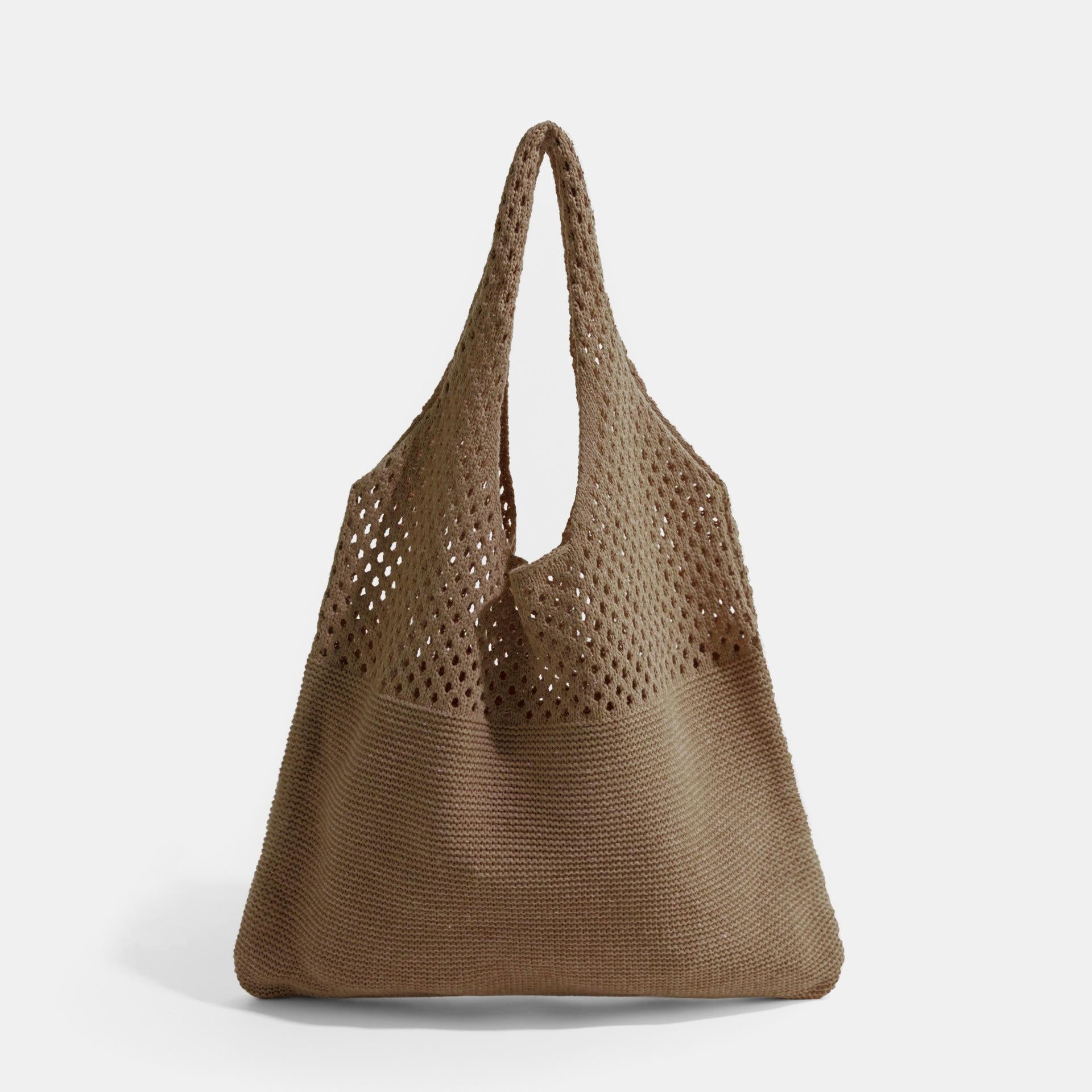 Brown Solid Two Handles Shoulder Bag