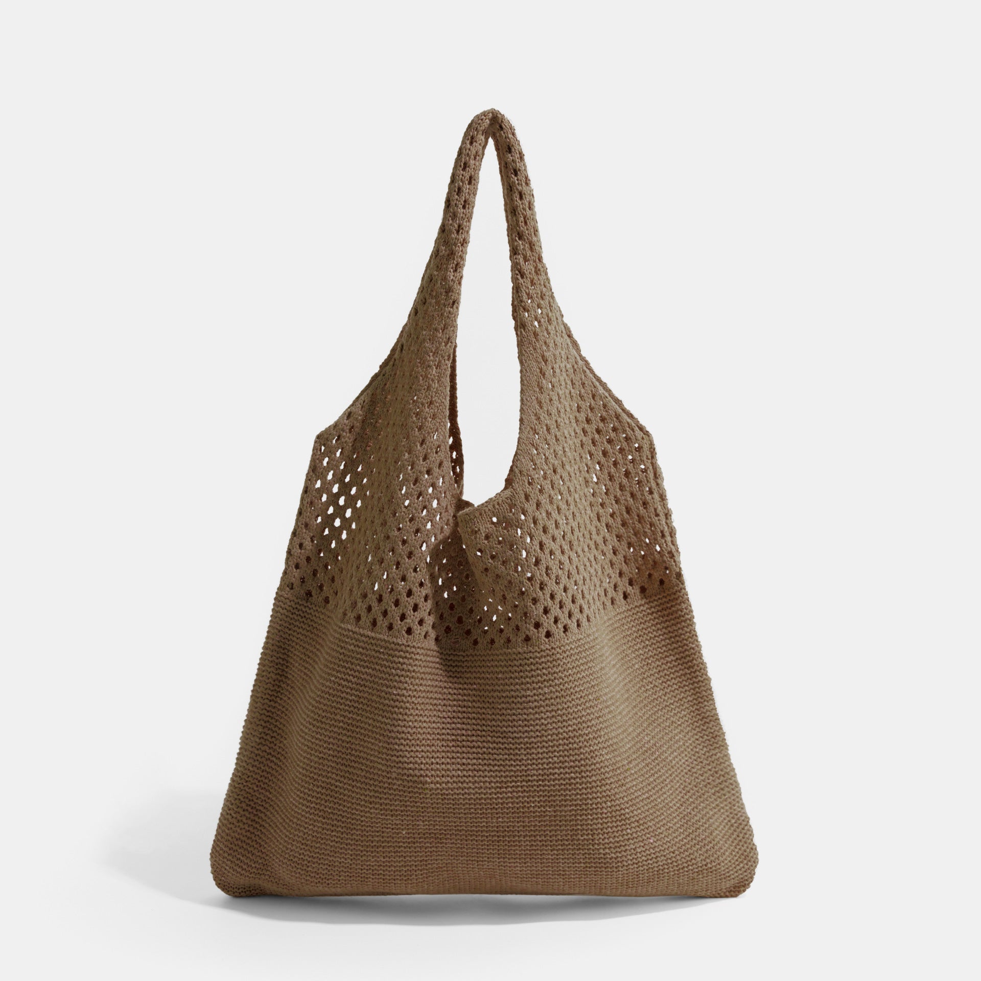 Brown Solid Two Handles Shoulder Bag