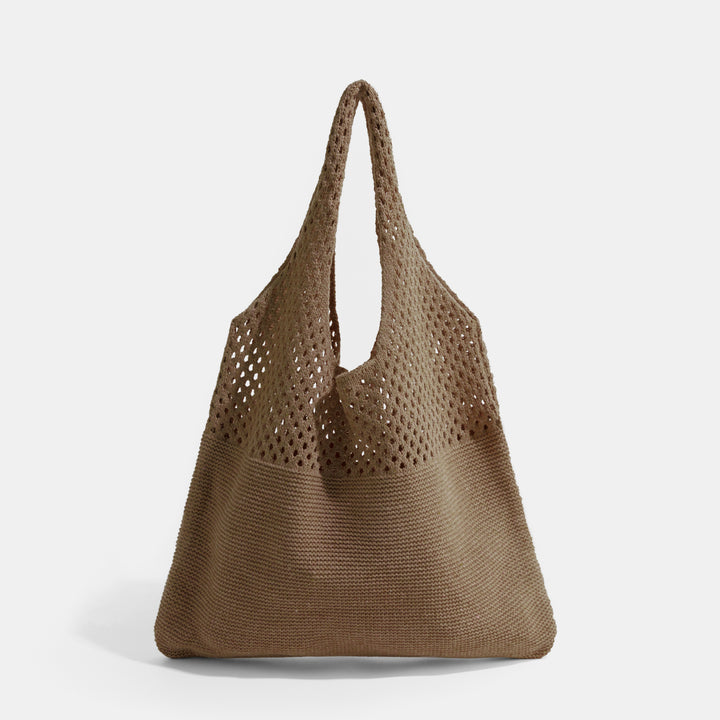 Brown Solid Two Handles Shoulder Bag