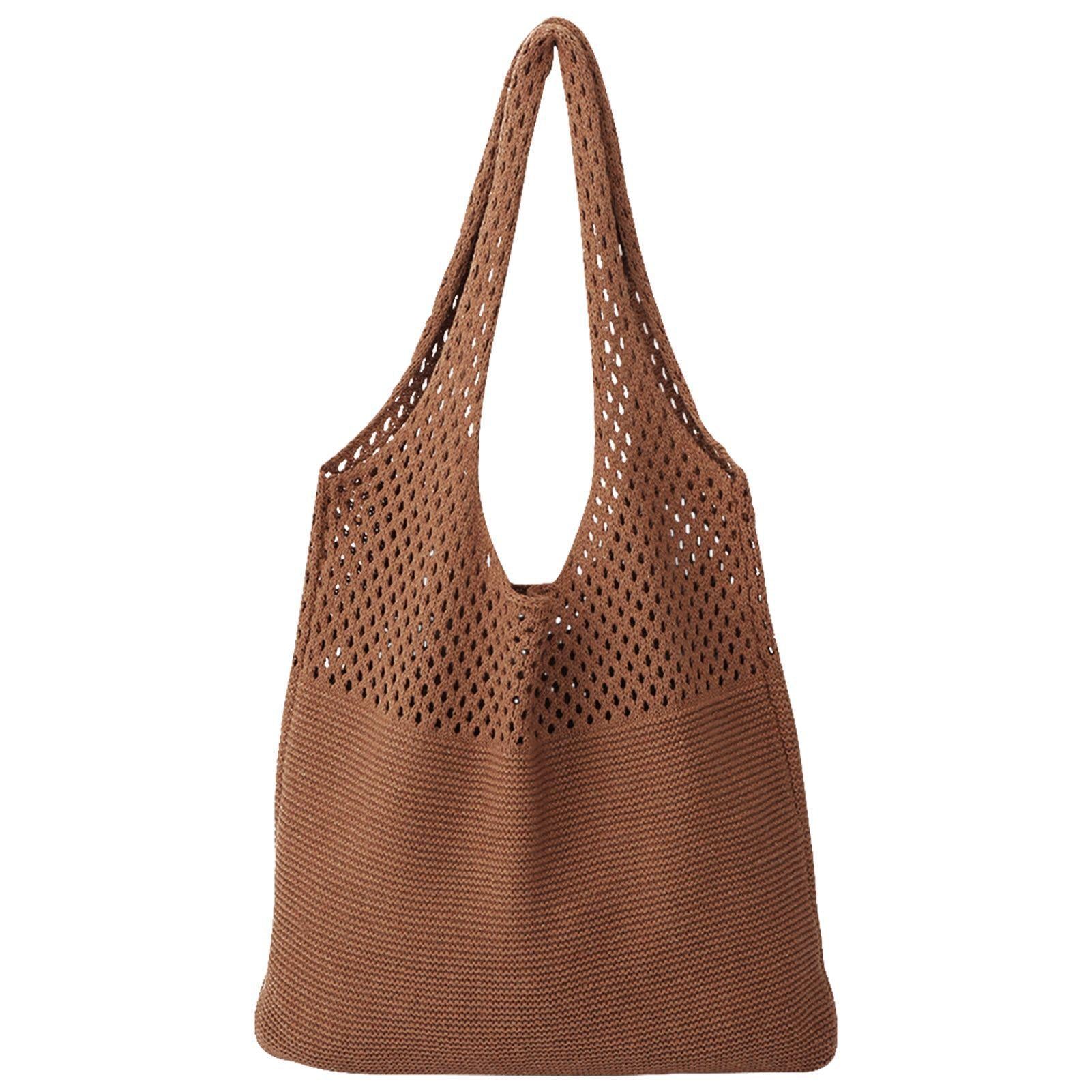 Coffee Solid Two Handles Shoulder Bag