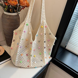 Off White Solid Two Handles Shoulder Bag