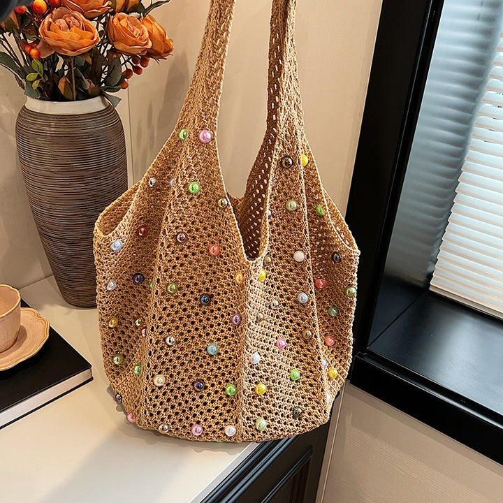 Khaki Solid Two Handles Shoulder Bag