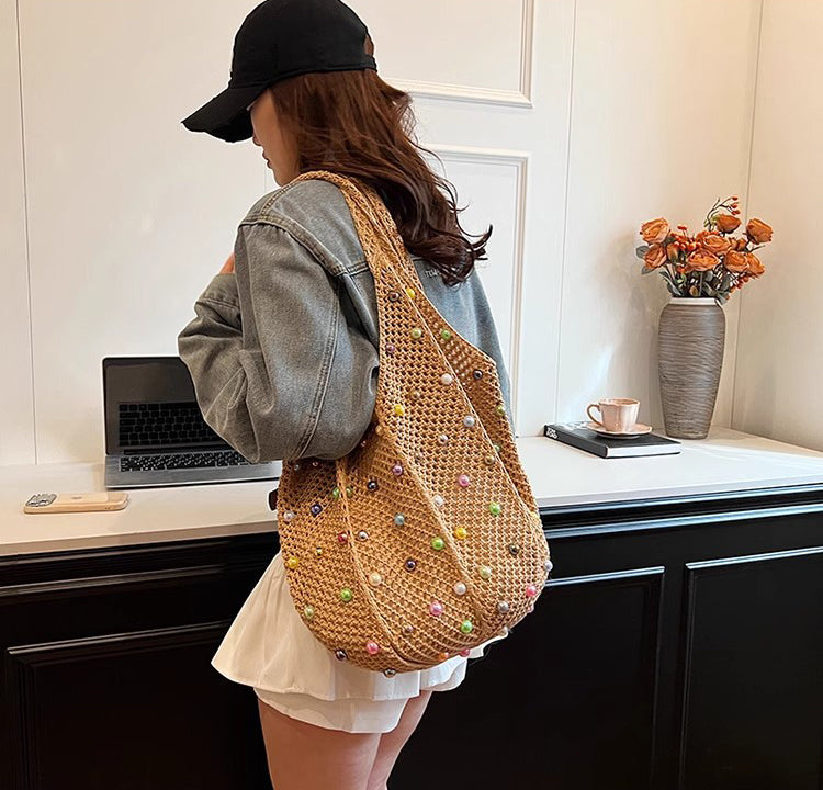 Khaki Solid Two Handles Shoulder Bag
