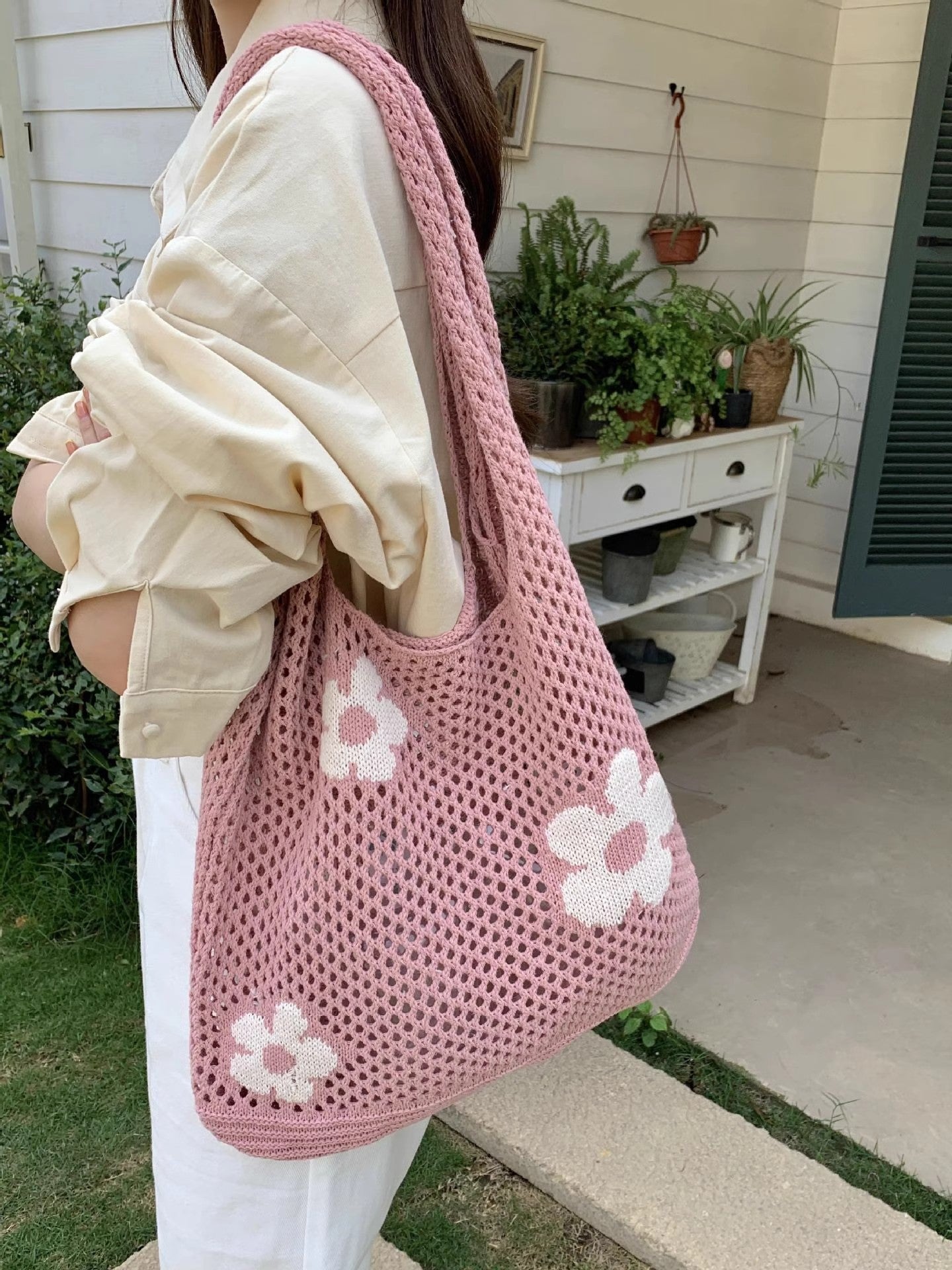 Pink Printed One Handle Shoulder Bag