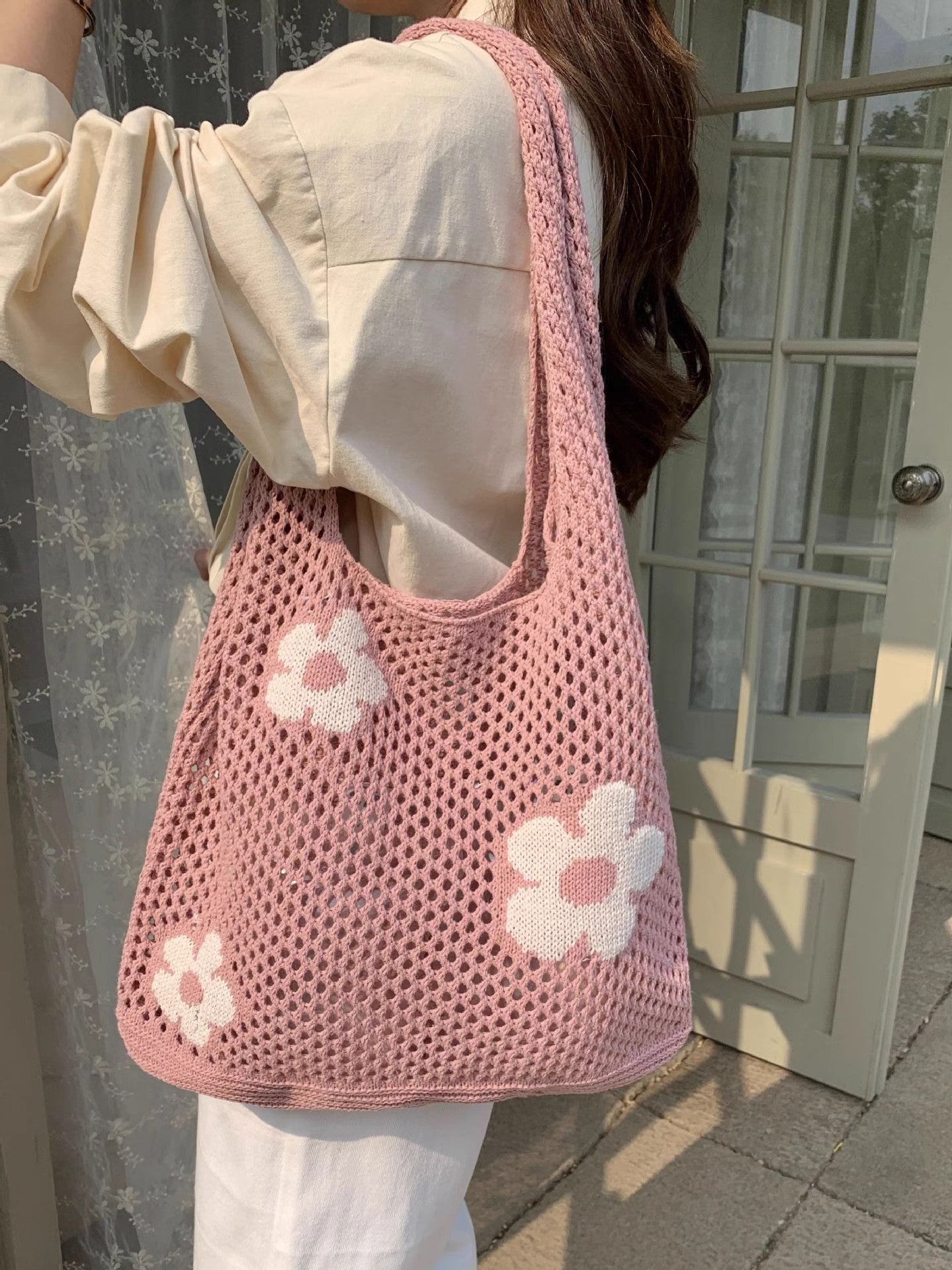 Pink Printed One Handle Shoulder Bag