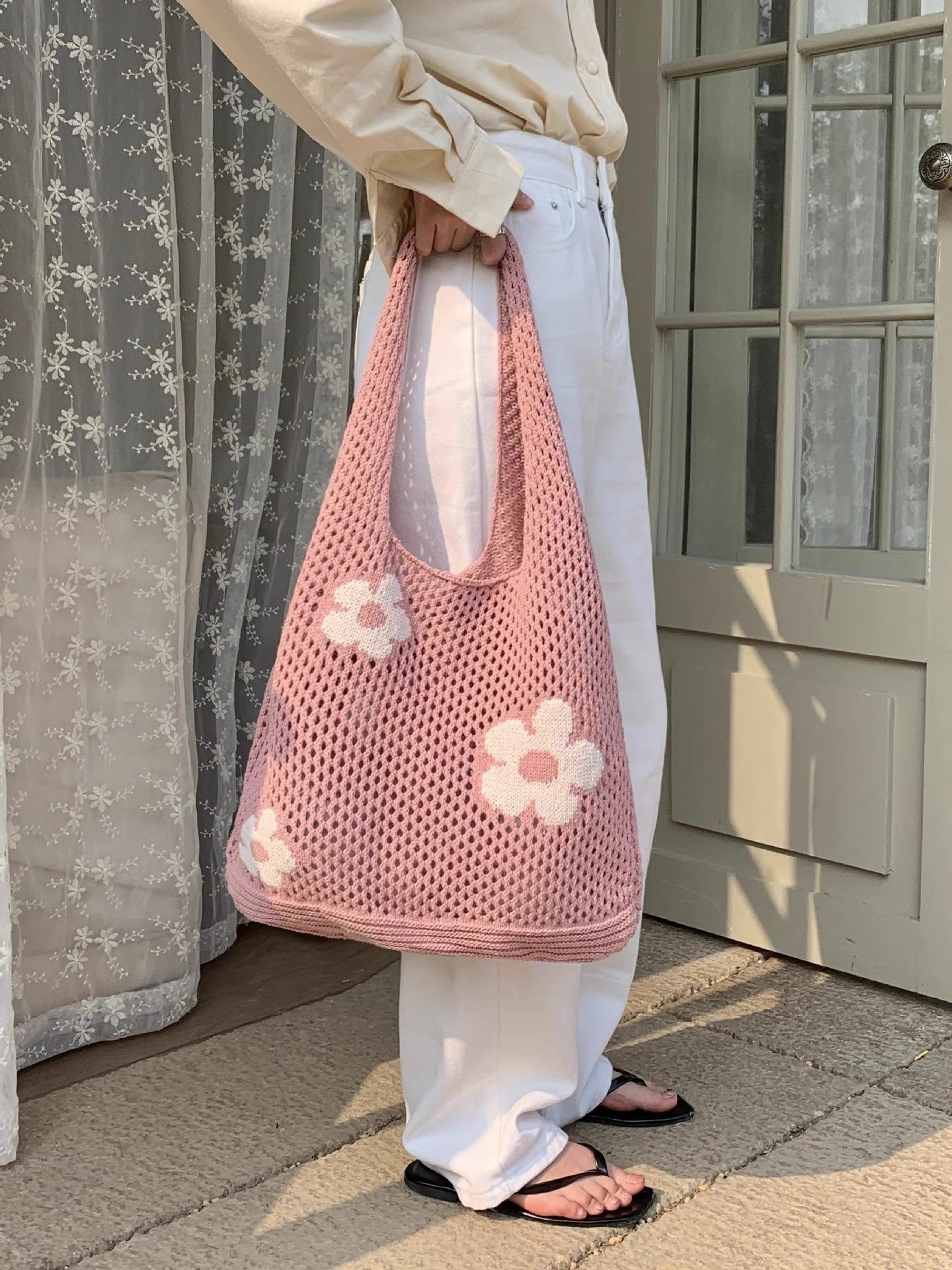 Pink Printed One Handle Shoulder Bag
