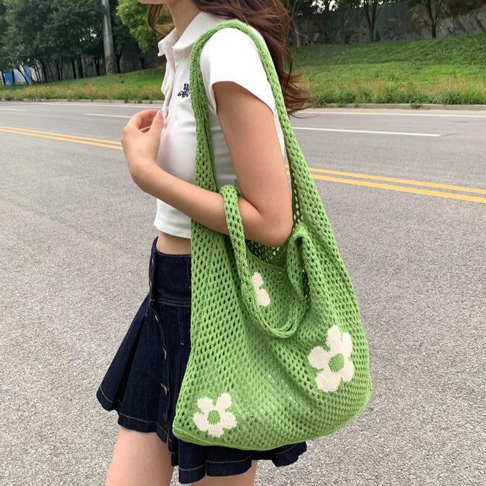 Green Printed One Handle Shoulder Bag