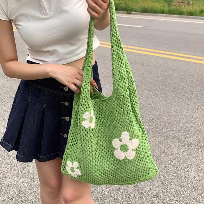 Green Printed One Handle Shoulder Bag