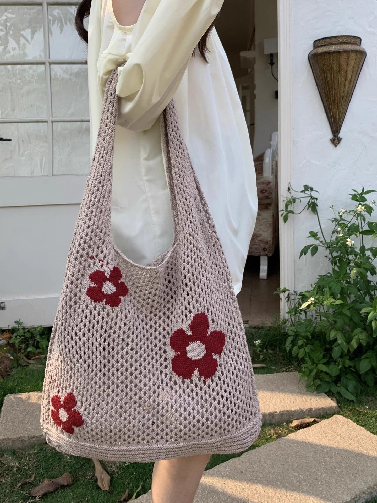 Khaki Printed One Handle Shoulder Bag