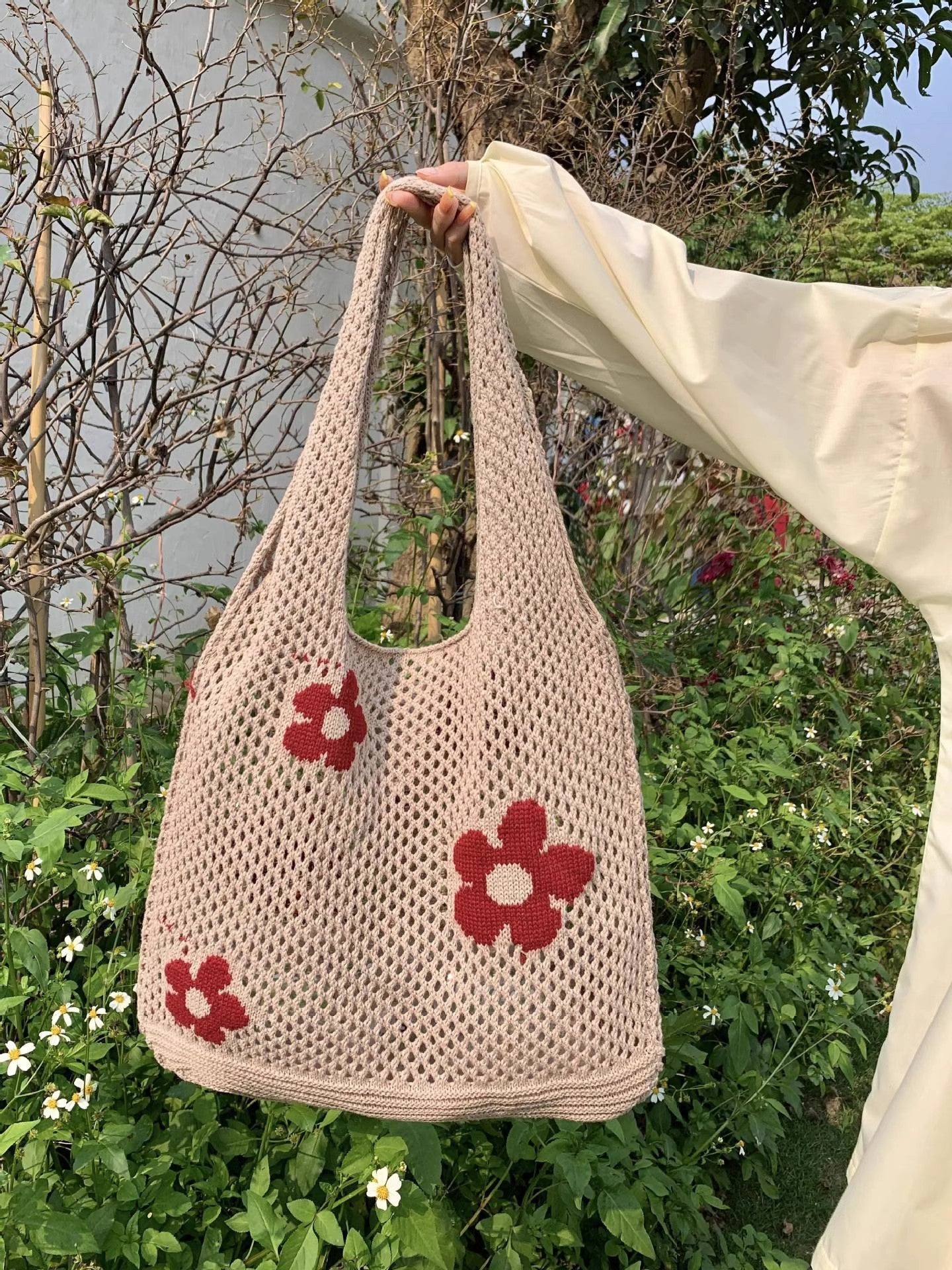 Khaki Printed One Handle Shoulder Bag