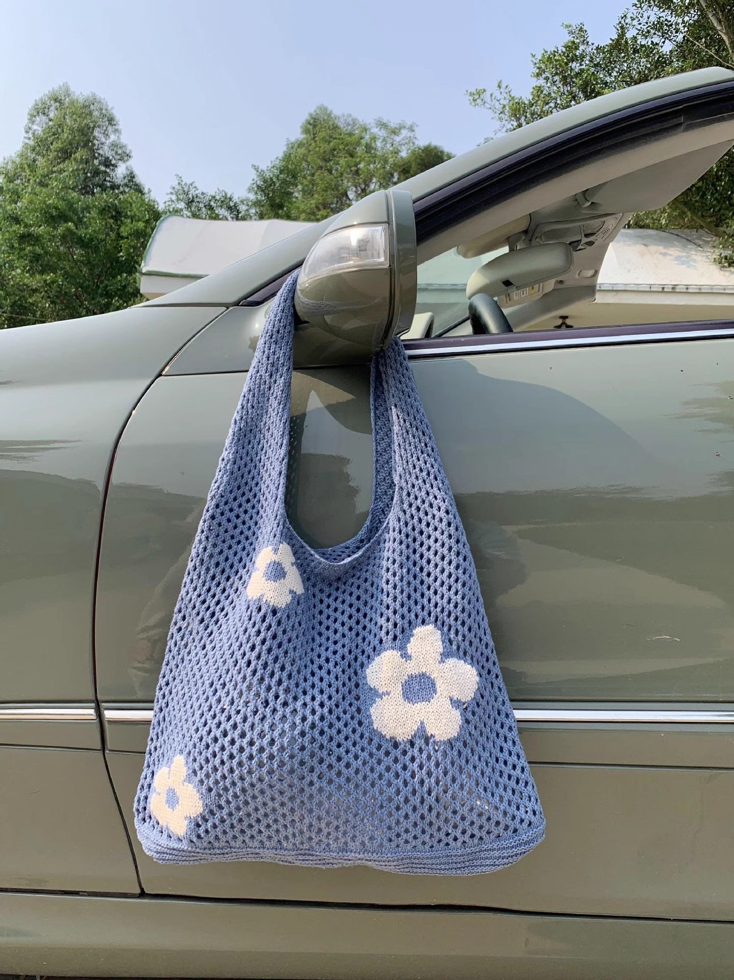 Blue Printed One Handle Shoulder Bag