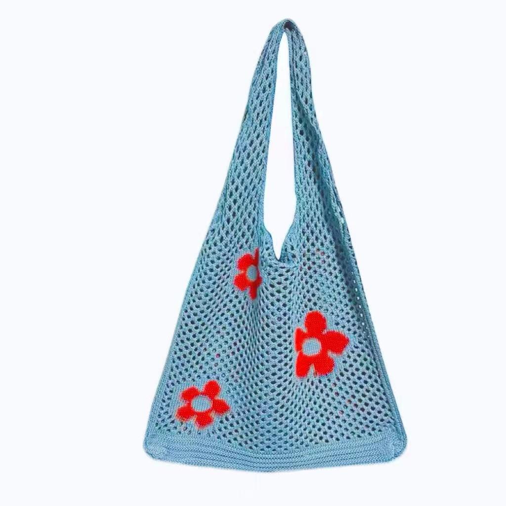 Light Blue Printed One Handle Shoulder Bag