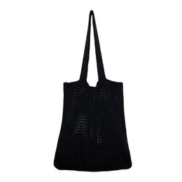 Black Solid Two Handles Shoulder Bag