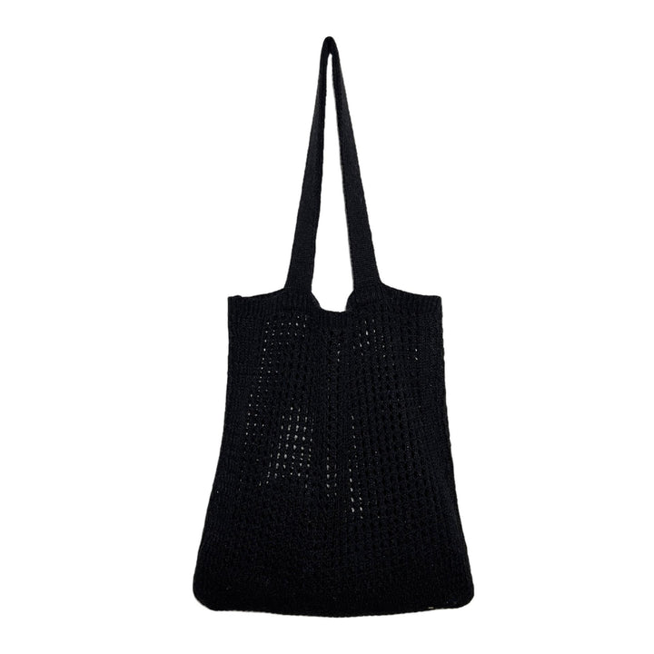 Black Solid Two Handles Shoulder Bag