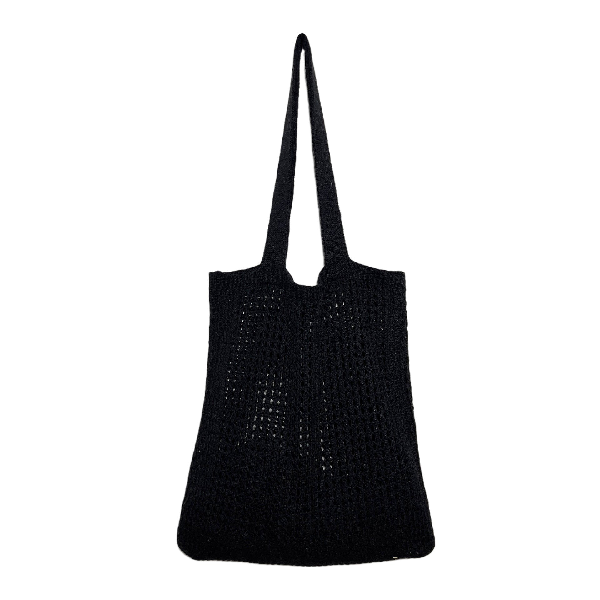Black Solid Two Handles Shoulder Bag