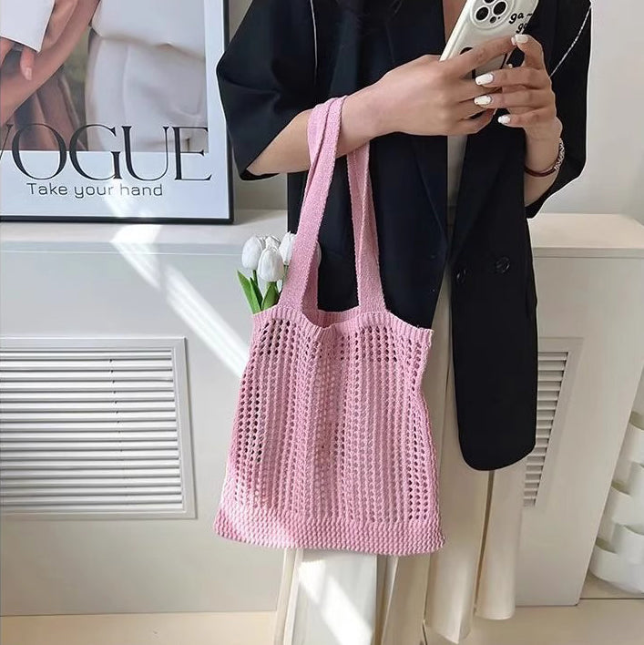Pink Solid Two Handles Shoulder Bag