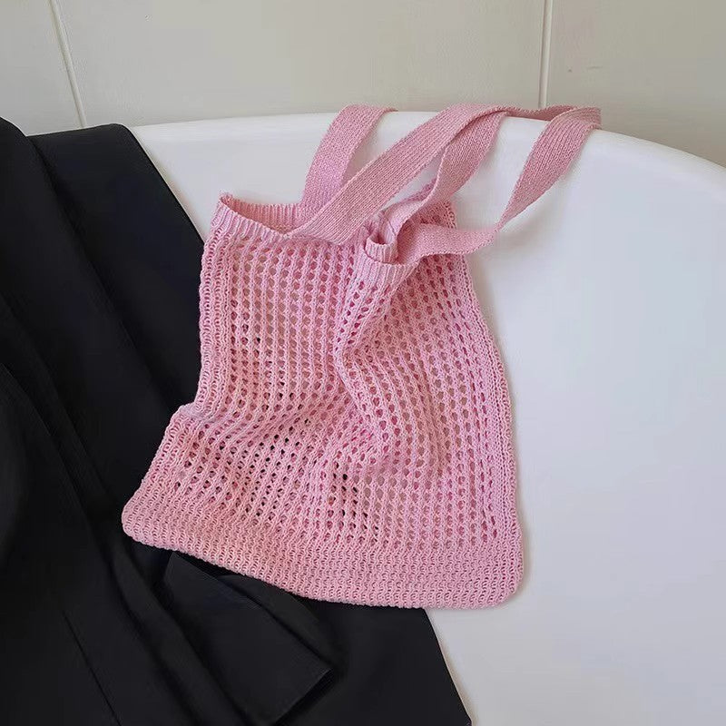 Pink Solid Two Handles Shoulder Bag