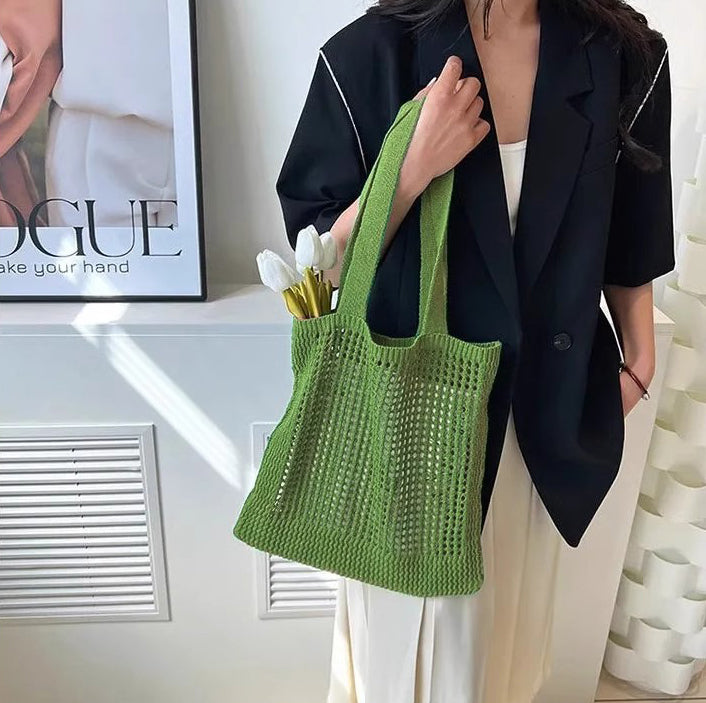 Sage green Solid Two Handles Shoulder Bag