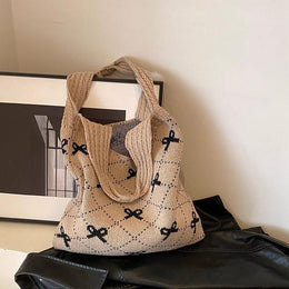Khaki Printed Two Handles Handheld Bag