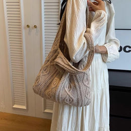 Khaki Solid Two Handles Handheld Bag