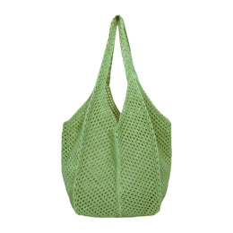 Green Solid Two Handles Handheld Bag