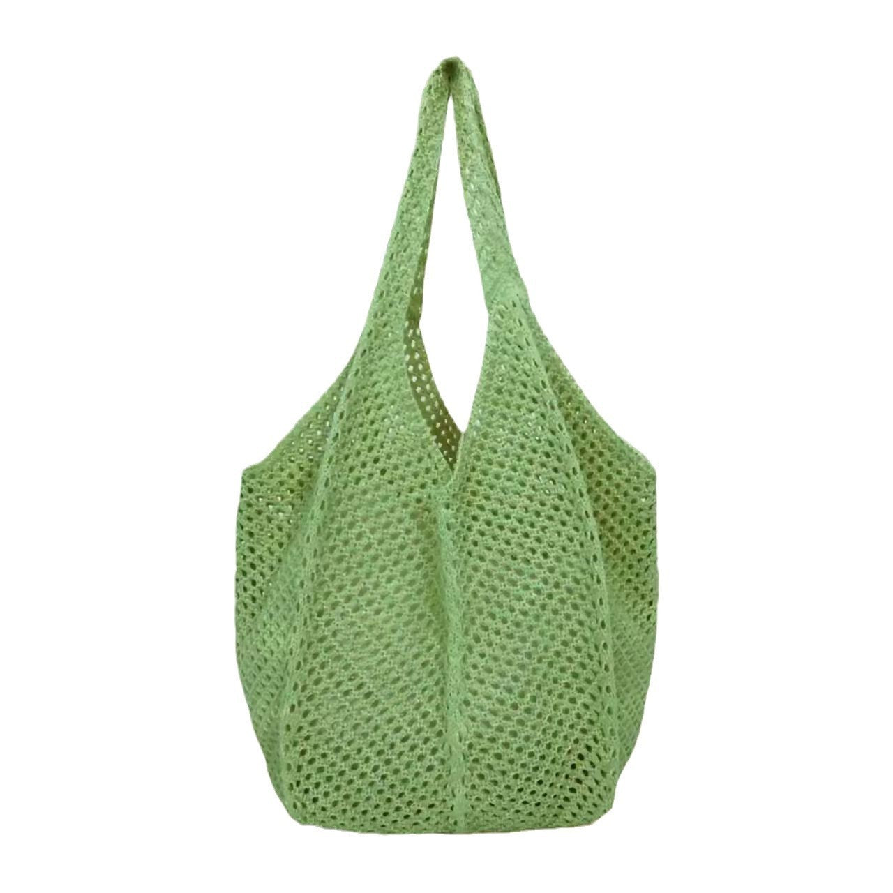 Green Solid Two Handles Handheld Bag
