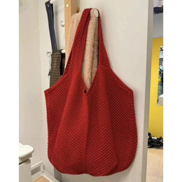 Red Solid Two Handles Handheld Bag
