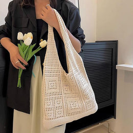 Off White Solid Two Handles Handheld Bag