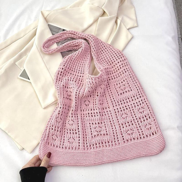 Pink Solid Two Handles Handheld Bag