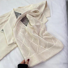 Off White Solid Two Handles Handheld Bag