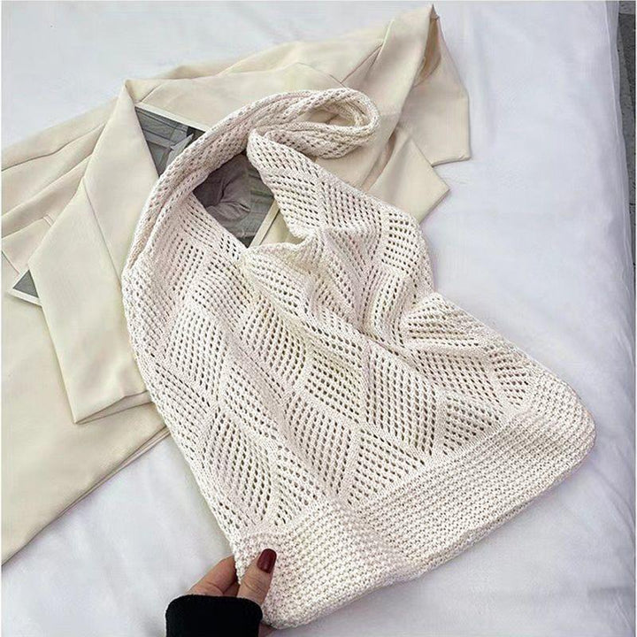 White Solid Two Handles Handheld Bag