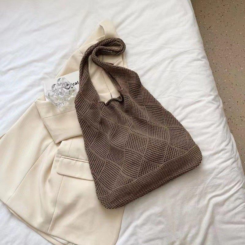 Coffee Solid Two Handles Handheld Bag